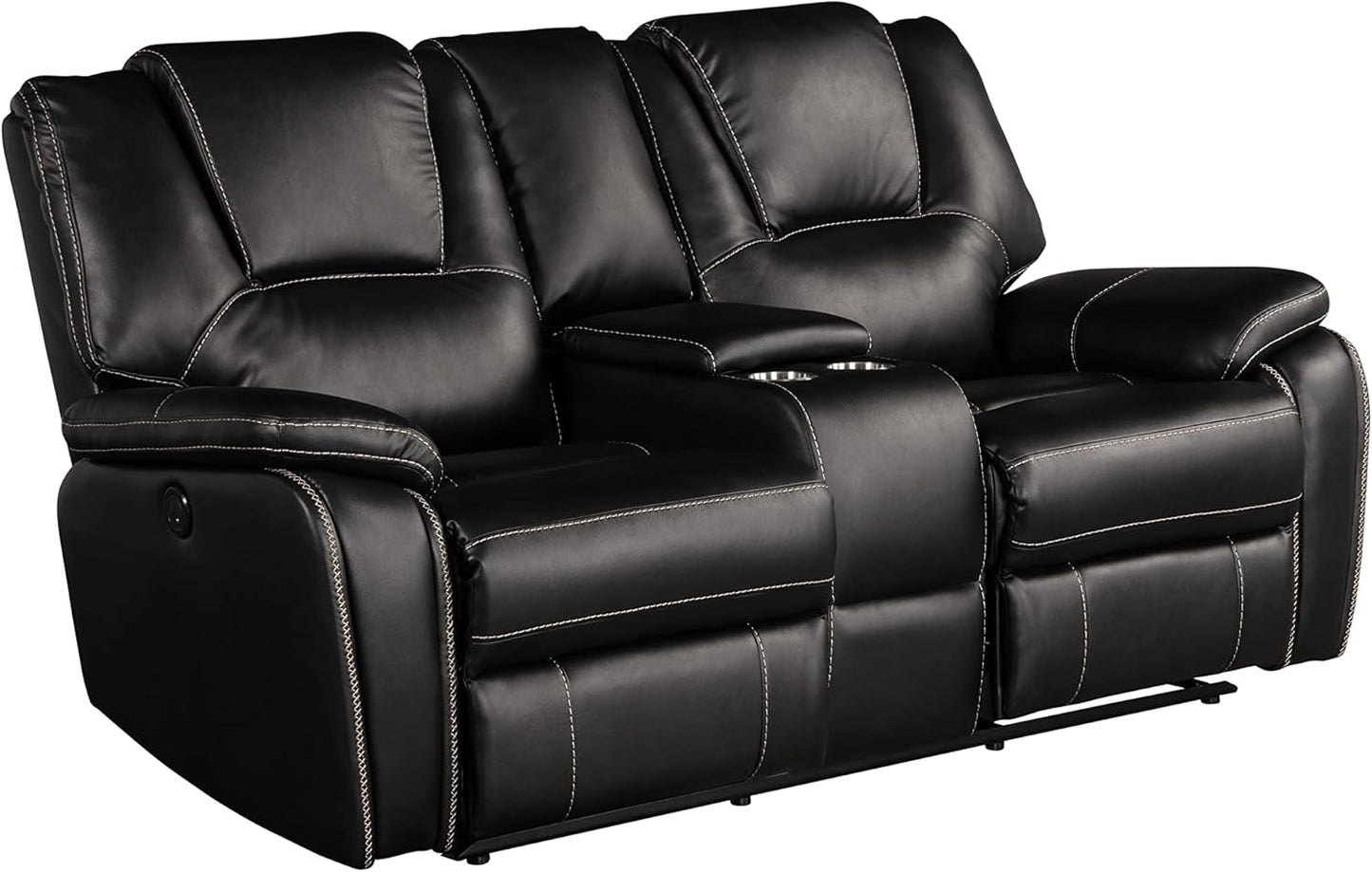 Berk Furniture Outlet Manual Recliner Sofa Set Bonded Leather Reclining Loveseat Couch Living Room Black